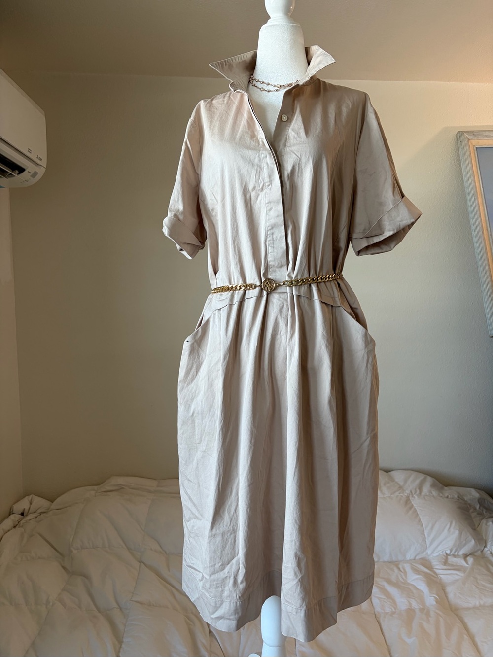 J. Jill Beige Shirt Midi Dress